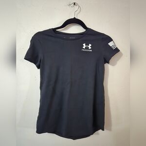 Under Armour Girls Black Freedom Short-Sleeve Performance Tee